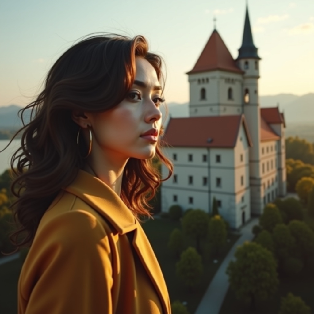 Iris Gibbons obišče Brežice Castle v mestu Brežice za klepetalna punca