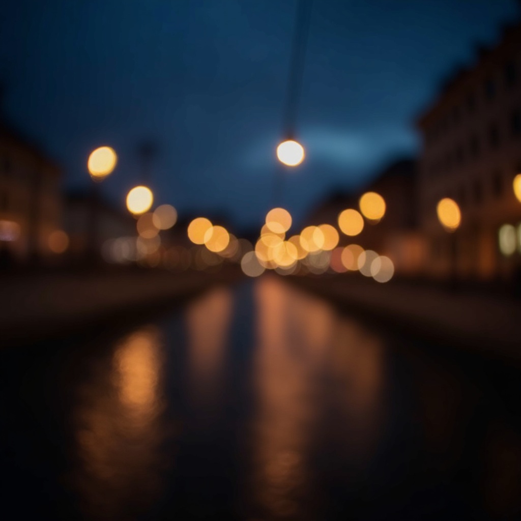 Popotniški detajl v mestu Kranj: A blurry motion shot of city lights