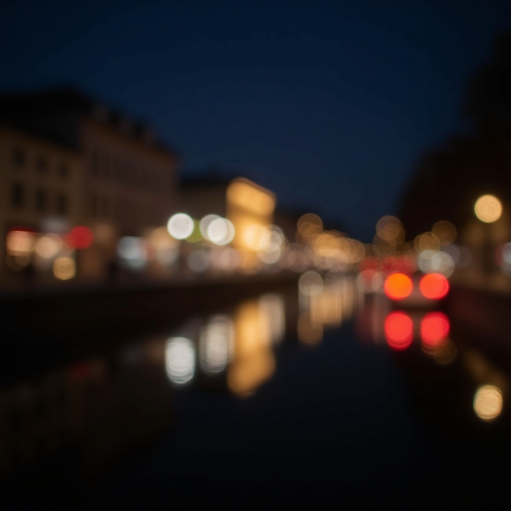 Popotniški detajl v mestu Šenčur: A blurry motion shot of city lights