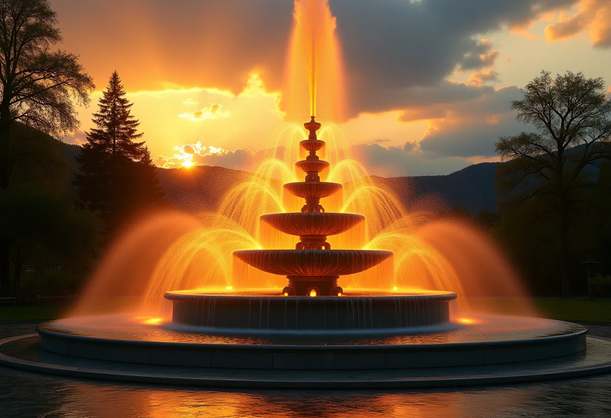 'Fontana piva Green Gold, znamenita znamenitost v Žalcu, Slovenija'