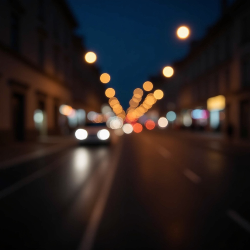 Popotniški detajl v mestu Sežana: A blurry motion shot of city lights